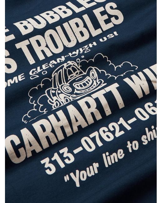 Carhartt Blue Less Troubles Logo-print Organic Cotton-jersey T-shirt for men