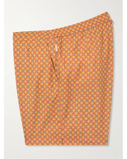 Orlebar Brown Orange Bulldog Slim-fit Mid-length Printed Recycled Swim Shorts for men