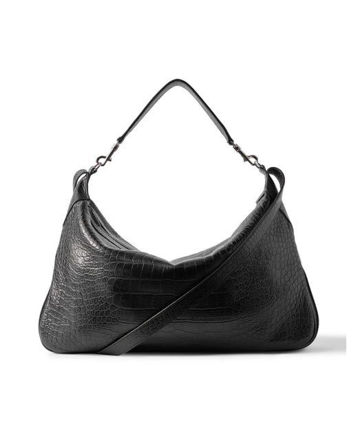 Céline Black Romy Large Croc-Effect Leather Messenger Bag for men