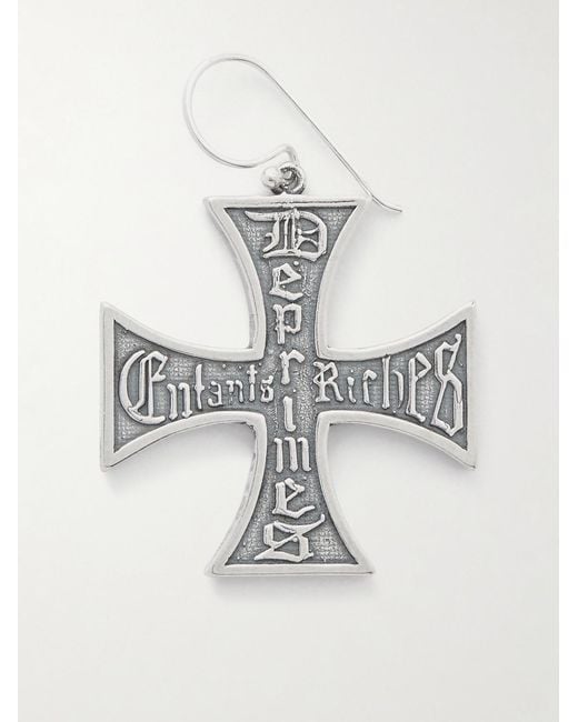 Enfants Riches Deprimes White Cross Logo-Detailed Sterling Single Earring for men