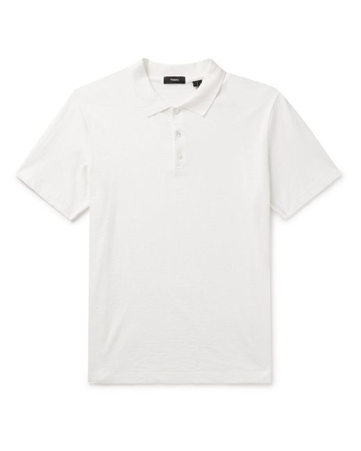 Theory White Bron Slub Cotton-jersey Polo Shirt for men