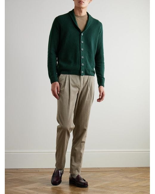 John Smedley Green Rockford Shawl-Collar Recycled-Cashmere And Merino Wool-Blend Cardigan for men