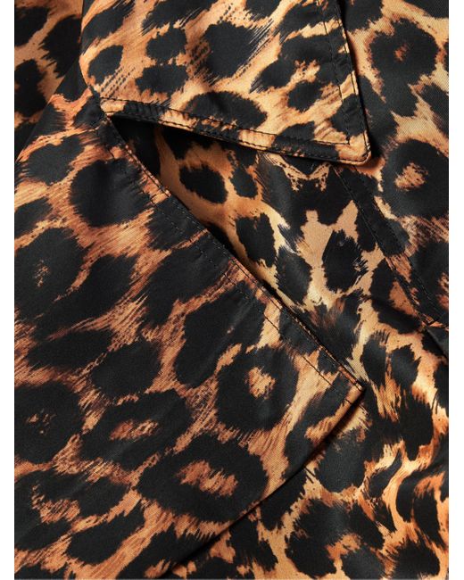 Saint Laurent Brown Leopard-print Silk-voile Trench Coat for men