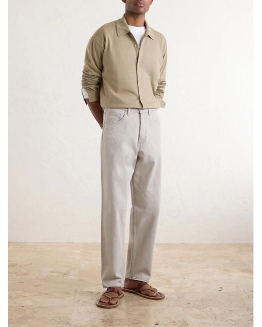 Auralee White Wide-Leg Twist Cotton Jeans for men