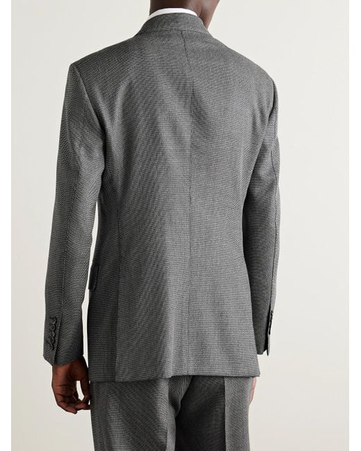 Tom Ford Gray Double-Breasted Birdseye Wool Suit Jacket for men