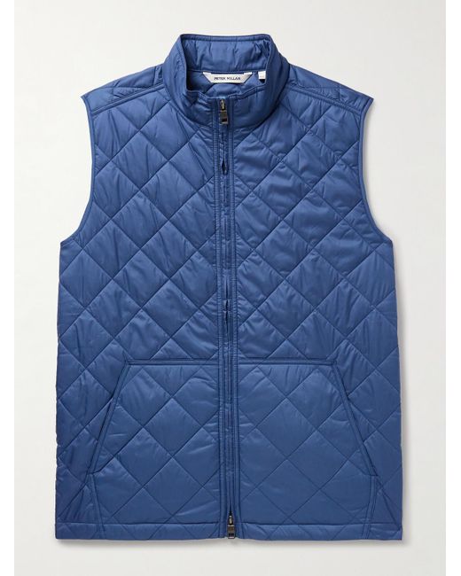 Peter Millar Blue Bedford Padded Quilted Shell Gilet for men