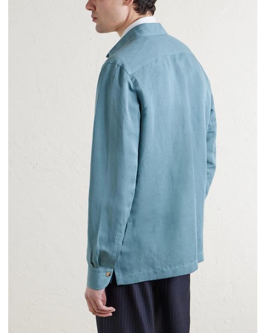 Rubinacci Blue Safari Overshirt for men