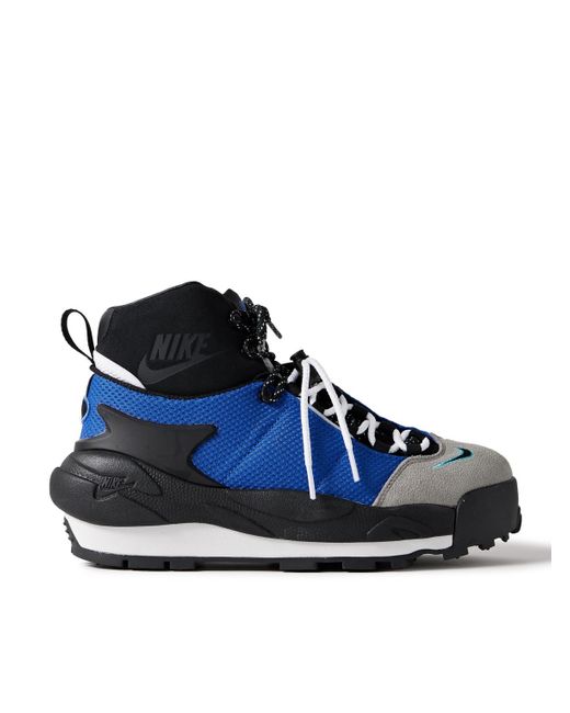 Nike Blue Sacai Magmascape Suede-trimmed Quilted Mesh High-top Sneakers for men