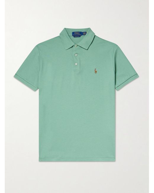 Polo Ralph Lauren Green Logo-Embroidered Cotton-Jersey Polo Shirt for men
