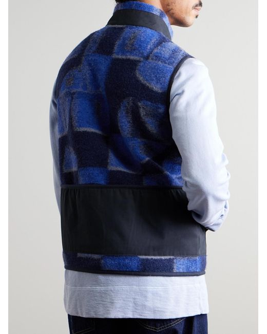 Folk Blue Kate Gibb Signal Shell-Trimmed Wool-Blend Jacquard Gilet for men