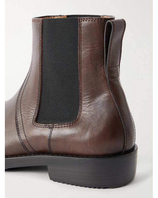 Dries Van Noten Black Leather Chelsea Boots for men