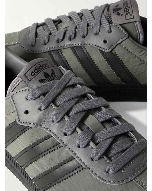 Adidas Originals Gray Samba Og Leather-Trimmed Shell Sneakers for men