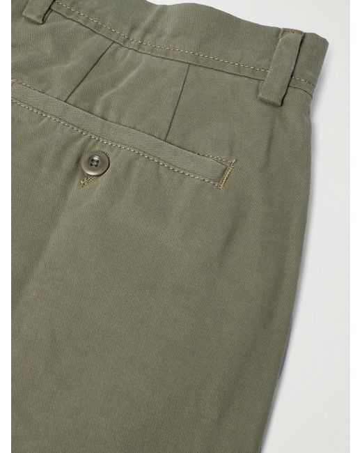 Officine Generale Green Straight-leg Garment-dyed Cotton-twill Trousers for men