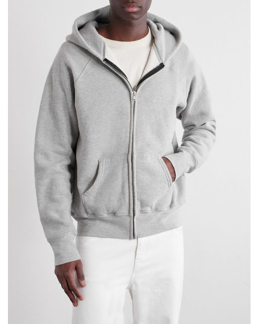 Les Tien Gray Heavyweight Cotton-Jersey Raglan Zip-Up Hoodie for men