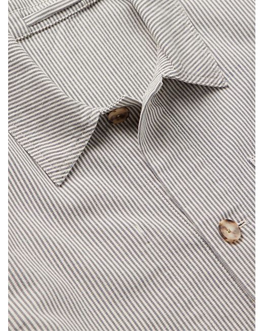 Mr P. Gray Striped Organic Cotton Chore Jacket for men