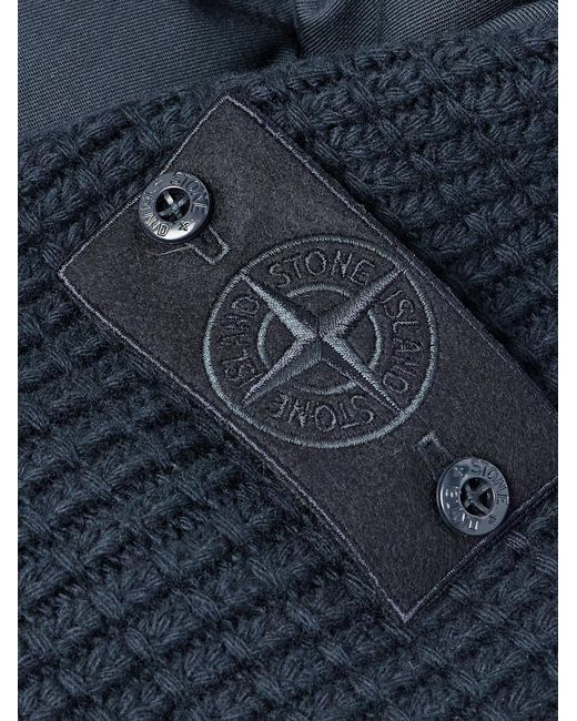 Stone Island Blue Ghost Quilted Virgin Wool-Twill Hooded Down Jacket for men