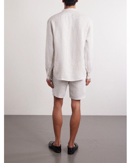 Mr P. White Straight-Leg Herringbone Linen Shorts for men