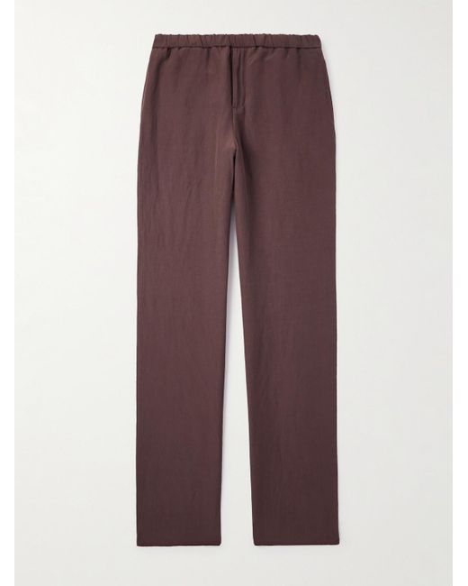 Loro Piana Purple Maryln Straight-Leg Linen And Silk-Blend Trousers for men