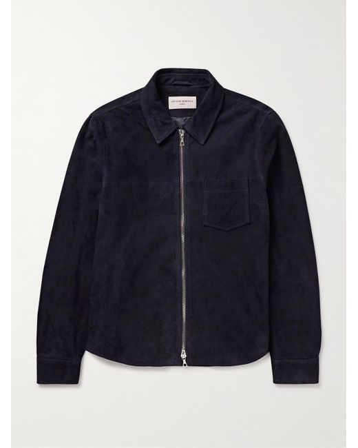 Officine Generale Sid Hemdjacke aus Veloursleder in Blue für Herren