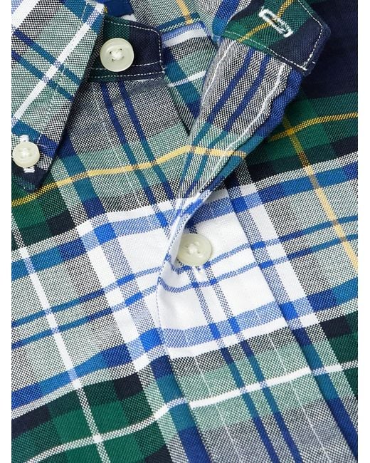 Polo Ralph Lauren Blue Button-down Collar Logo-embroidered Checked Cotton Oxford Shirt for men