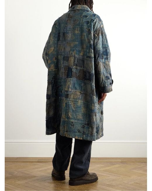 Kapital Blue Boro Cavalier Distressed Cotton And Linen-Blend Jacket for men