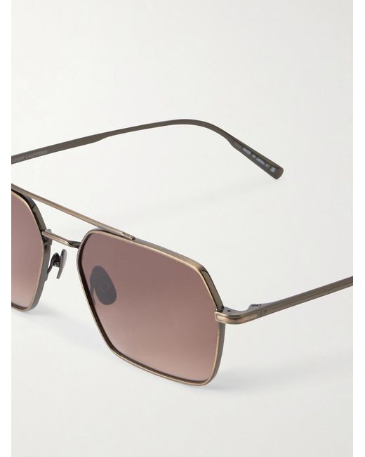 Garrett Leight Natural Alta Hexagon-Frame Titanium Sunglasses for men