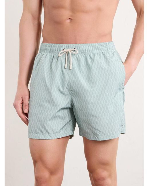 Canali Blue Straight-Leg Mid-Length Printed Swim Shorts for men