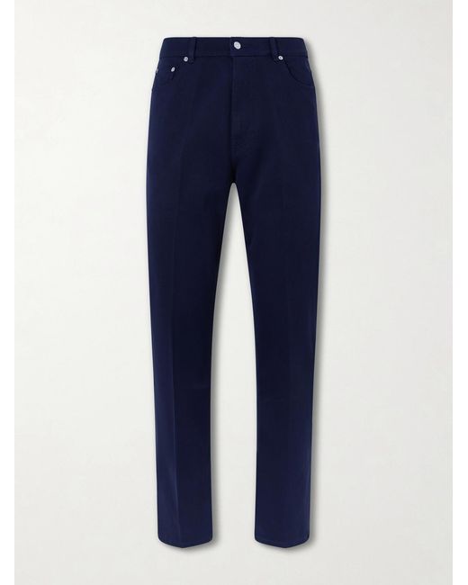 Dunhill Blue Tapered Cotton-blend Twill Trousers for men
