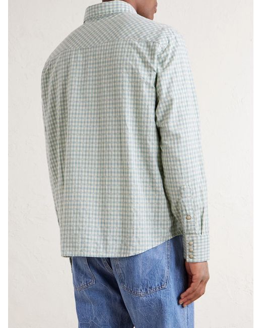 Polo Ralph Lauren Blue Gingham Cotton-Flannel Shirt for men