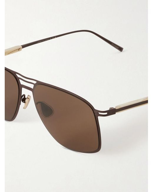 Brunello Cucinelli Brown Aviator-Style Titanium Sunglasses for men