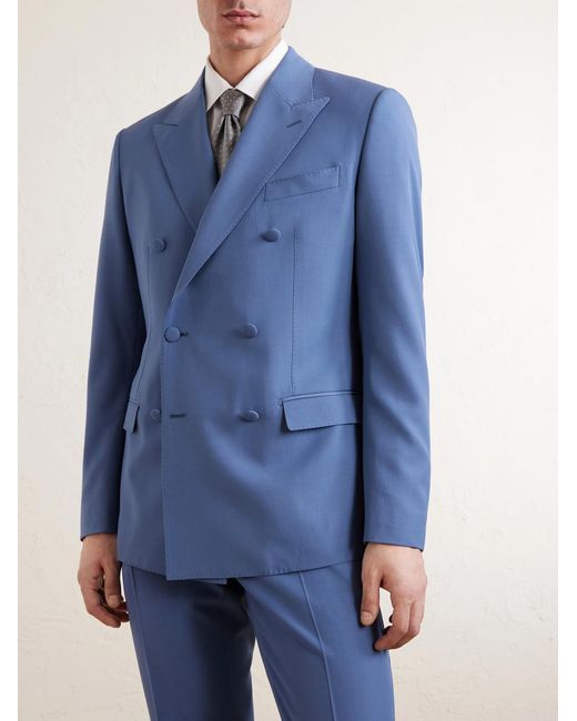 Dolce & Gabbana Blue Double-breasted Wool Blazer for men