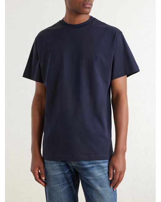 Jil Sander Blue Three-Pack Logo-Appliquéd Cotton-Jersey T-Shirts for men