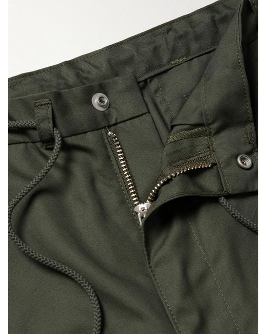 (w)taps Green Straight-Leg Cotton And Nylon-Blend Drawstring Cargo Trousers for men