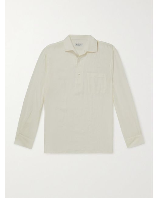 Loro Piana White André Linen Polo Shirt for men