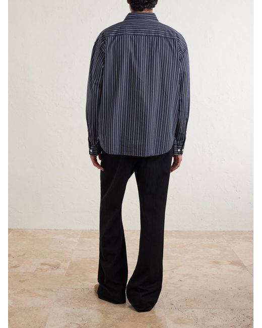 mfpen Blue Exact Striped Cotton-Poplin Shirt for men