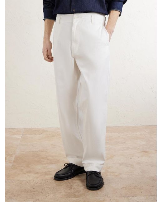 Margaret Howell White Mhl. Naval Straight-Leg Cotton-Drill Trousers for men