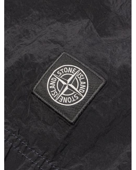 Shorts da mare medi a gamba dritta in Nylon Metal con logo applicato di Stone Island in Black da Uomo
