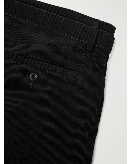Sacai Black Straight-Leg Belted Cotton-Blend Corduroy Trousers for men