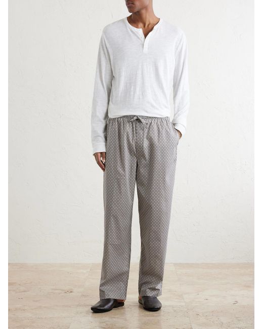 Derek Rose Gray Ledbury 96 Printed Cotton-Poplin Pyjama Trousers for men