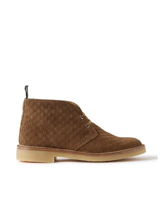 Gucci New Moreau Logo-Debossed Suede Desert Boots in Brown  display picture 2