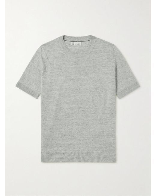 Brunello Cucinelli Gray Linen And Cotton-blend T-shirt for men