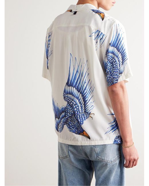 Camicia in voile stampato con colletto convertibile Avery di Rag & Bone in Blue da Uomo
