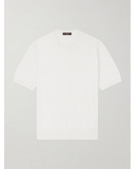 Slowear White Cotton And Silk-Blend T-Shirt for men