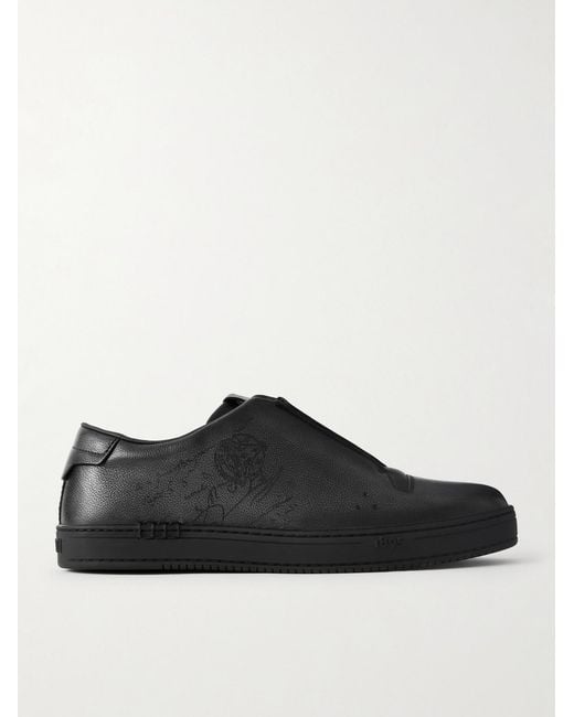Berluti Black Playtime Scritto Venezia Leather Slip-On Sneakers for men