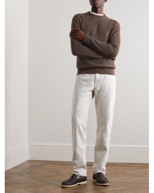 Loro Piana Brown City Birdseye Baby Cashmere Sweater for men