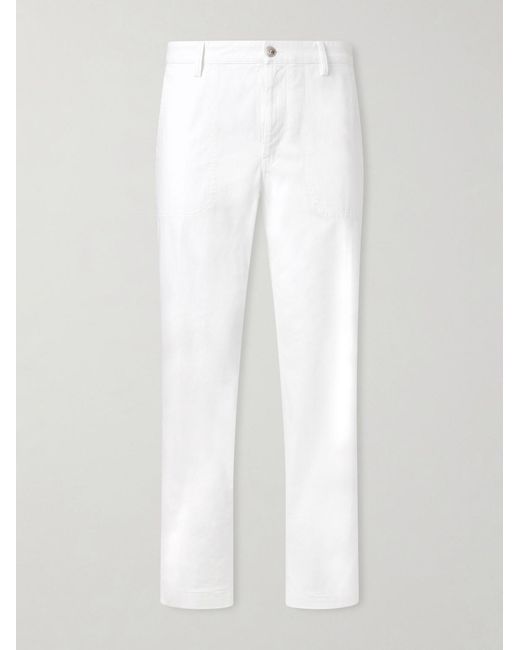 Canali White Straight-Leg Cotton-Blend Twill Trousers for men
