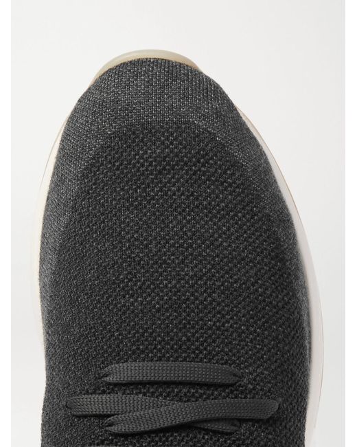 Loro Piana Black 360 Flexy Walk Leather-Trimmed Knitted Wish Wool Sneakers for men