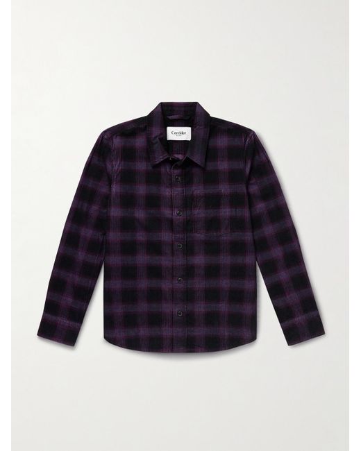 Corridor NYC Blue Jupiter Checked Cotton-corduroy Shirt for men