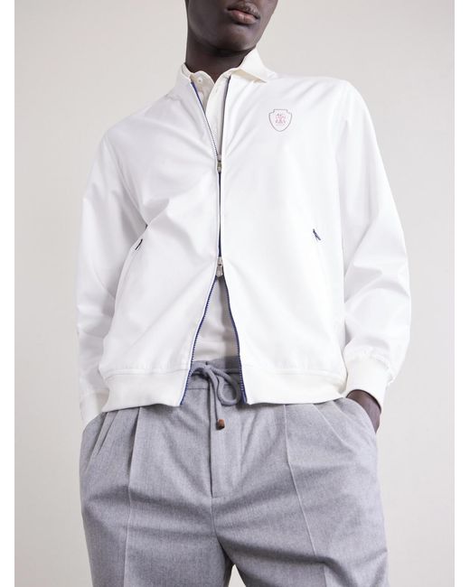 Brunello Cucinelli White Logo-Appliquéd Shell Jacket for men