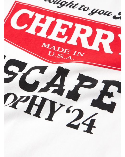 CHERRY LA White Escape Logo-print Garment-dyed Cotton-jersey T-shirt for men